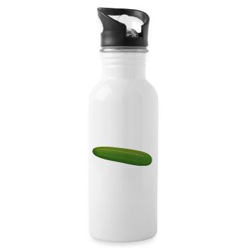 cucumber cucumbers veggie vegetable - Water bottle with straw - white - Right