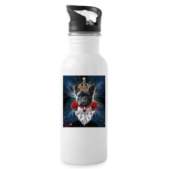 French Bulldog Bully King Queen Royal - Trinkflasche mit integriertem Trinkhalm - Weiß - Rechts
