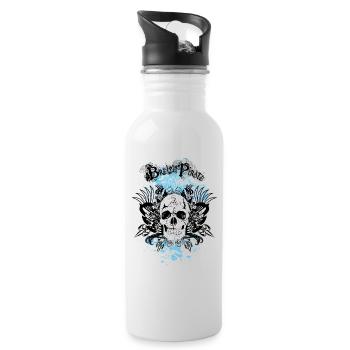 breizh pirate tete de mort crane skull marque - Gourde avec paille intégrée - blanc - Droite