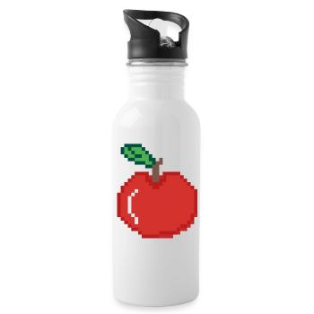 Apple pixel art - Water bottle with straw - white - Right