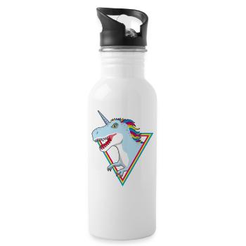 Unicorn Tyrannosaurus / T-Rex / Unicornosaurus Rex - Water bottle with straw - white - Right