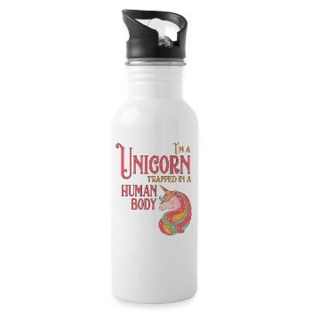 Einhorn Unicorn Süß Mädchen Geschenk bestseller - Trinkflasche mit integriertem Trinkhalm - Weiß - Rechts