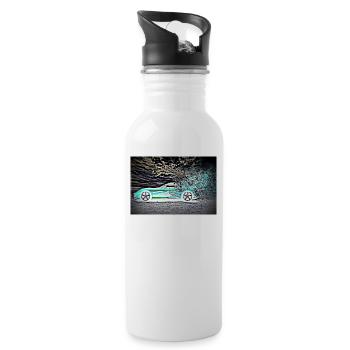 Sportwagen Neon - Trinkflasche mit integriertem Trinkhalm - Weiß - Rechts