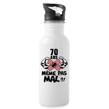 70 ans meme pas mal anniversaire muscle - Gourde avec paille intégrée - blanc - Droite