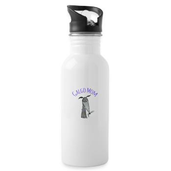 Galgo Mom schwarzer Galgo - Trinkflasche mit integriertem Trinkhalm - Weiß - Rechts