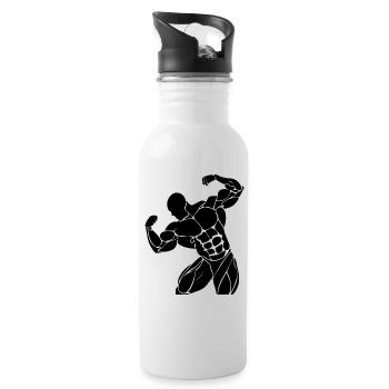 Bodybuilding - Trinkflasche mit integriertem Trinkhalm - Weiß - Rechts