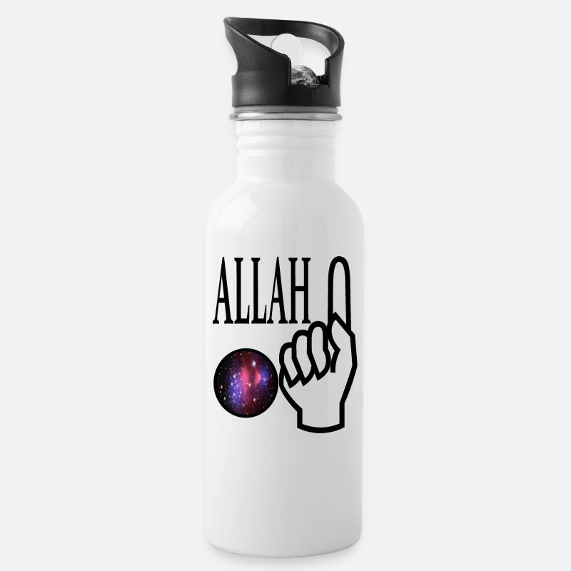 Gott gibt es Allah - Trinkflasche mit integriertem Trinkhalm - Weiß