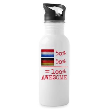 half Dutch Dutch german 50% - Water bottle with straw - white - Right