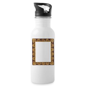 🖼️ Braun goldener Bilderrahmen - Trinkflasche mit integriertem Trinkhalm - Weiß - Rechts