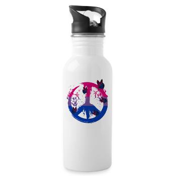 Bisexueller Schmetterlingsfrieden - Trinkflasche mit integriertem Trinkhalm - Weiß - Rechts