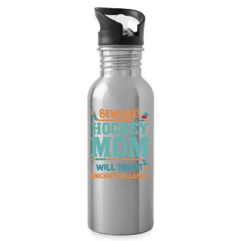 Passen Sie auf, dass Hockey-Mamma unkontrolliert schreit - Trinkflasche mit integriertem Trinkhalm - Lightsilver - Rechts