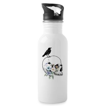 Crow Skull - Water bottle with straw - white - Right