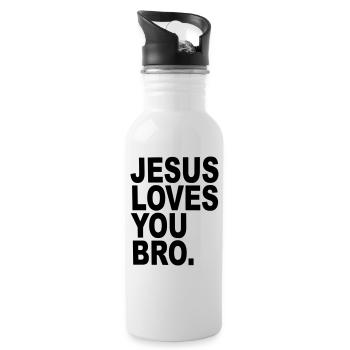 Jesus loves you Bro funny religious gift - Water bottle with straw - white - Right