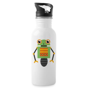 Roboter - Trinkflasche mit integriertem Trinkhalm - Weiß - Rechts