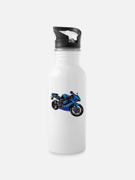 motorcycle - Water bottle with straw - white