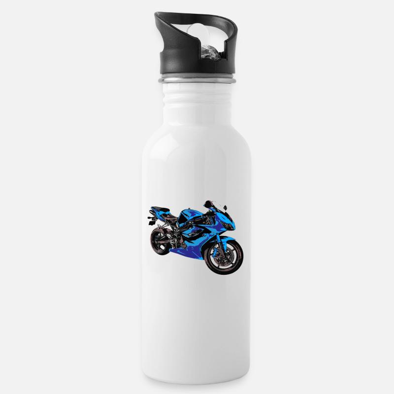 motorcycle - Water bottle with straw - white