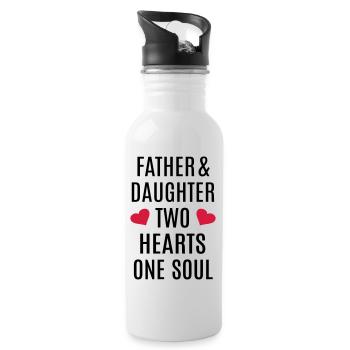 Vater und Tochter Herz Seele Bester Papa Vatertag - Trinkflasche mit integriertem Trinkhalm - Weiß - Rechts