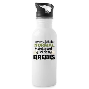 Brebis mouton laine agneau. Cadeau ferme agricole - Gourde avec paille intégrée - blanc - Droite