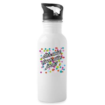 Karneval sind doch alle jeck! - Trinkflasche mit integriertem Trinkhalm - Weiß - Rechts
