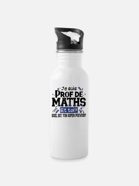 Prof Professeur Maths Métier Humour Cadeau - Gourde avec paille intégrée - blanc