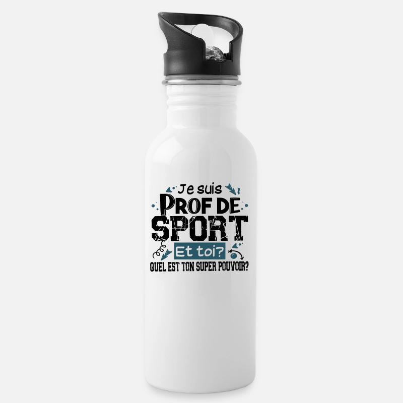 Prof de Sport Professeur Métier Cadeau Humour - Gourde avec paille intégrée - blanc