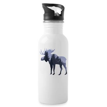 Schweden Elch im Wald - Trinkflasche mit integriertem Trinkhalm - Weiß - Rechts