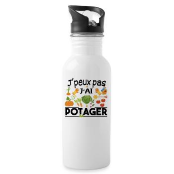 Potager Retraite Jardinier Retraité Jardinage - Gourde avec paille intégrée - blanc - Droite