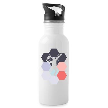 Abstract padel tennis motif with padel player - Water bottle with straw - white - Right