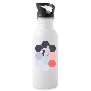 Rugby Player Rugby Abstract Rugby Sport - Water bottle with straw - white - Right