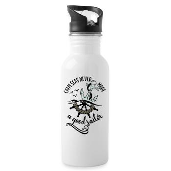 SAILOR ANCHOR SEA SAILORS SEAMEN SEA MOIN COAST MOTIFS - Water bottle with straw - white - Right