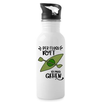 RIVER CALLS CANOE KAYAK WHITE WATER GO LAKE MOTIF - Water bottle with straw - white - Right