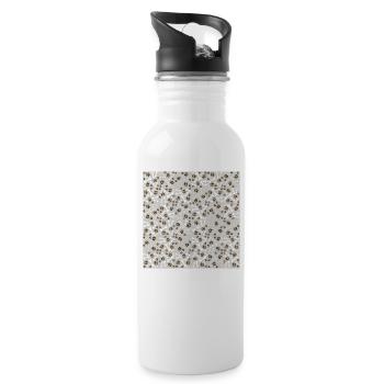 Dogs Bones And Paws pattern - Water bottle with straw - white - Right