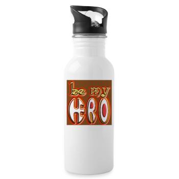 be my Hero Dicton en fond chocolat - Symboles - Gourde avec paille intégrée - blanc - Droite