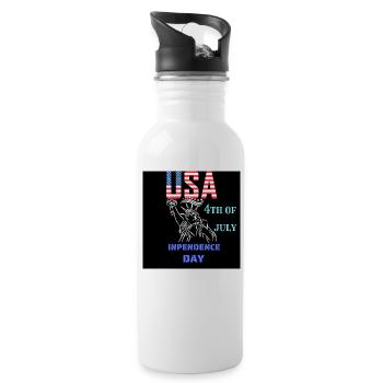 USA, Statue of Liberty - Water bottle with straw - white - Right