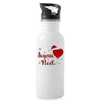 Joyeux Noel Weihnachtsfeier Frankreich - Trinkflasche mit integriertem Trinkhalm - Weiß - Rechts