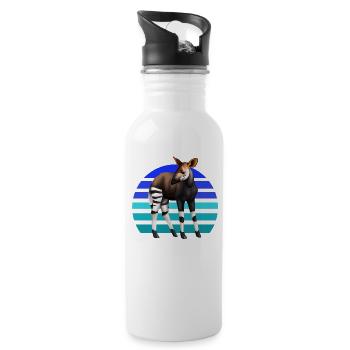 Süßes Okapi - Trinkflasche mit integriertem Trinkhalm - Weiß - Rechts