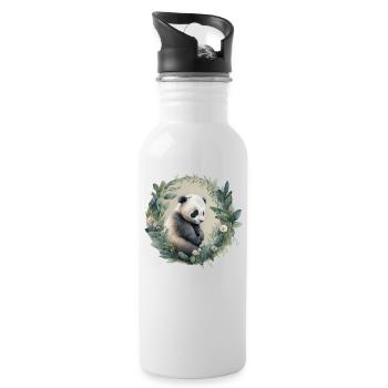 Panda mit Eukalyptus - Trinkflasche mit integriertem Trinkhalm - Weiß - Rechts