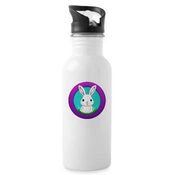 Weisser Hase Kaninchen - Trinkflasche mit integriertem Trinkhalm - Weiß - Rechts