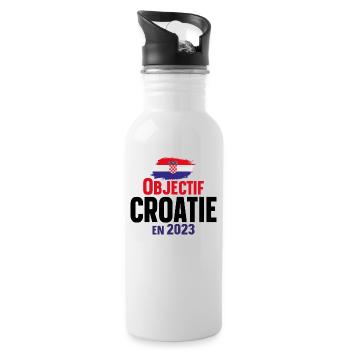 Croatie 2023 Croate Europe Cadeau Pays Humour - Gourde avec paille intégrée - blanc - Droite