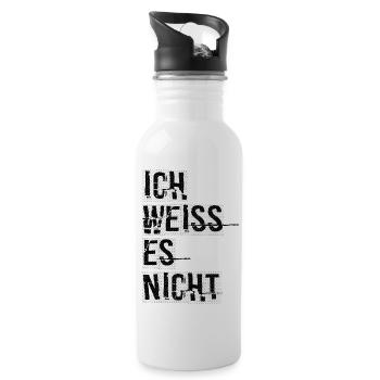 Ich Weiss Es Nicht Lustiges T-Shirt - Trinkflasche mit integriertem Trinkhalm - Weiß - Rechts