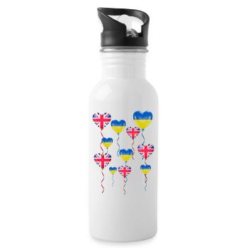 Solidarité et cœur de la Grande-Bretagne pour l’Ukraine - Gourde avec paille intégrée - blanc - Droite