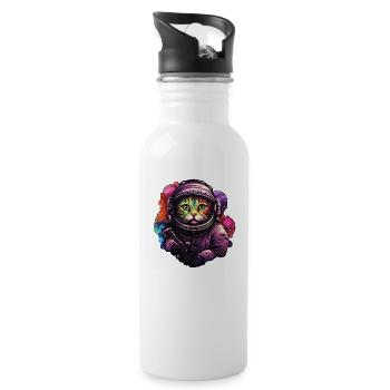 Astro Katze - Trinkflasche mit integriertem Trinkhalm - Weiß - Rechts