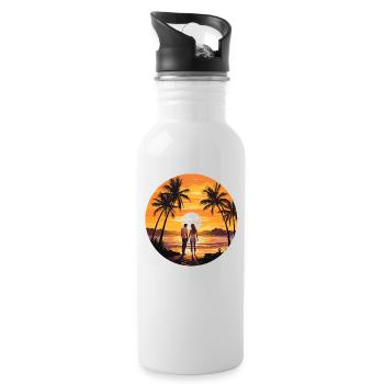 Beach Sunset - Water bottle with straw - white - Right