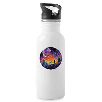 Erkundung Von Aquarellflächen - Himmlische - Trinkflasche mit integriertem Trinkhalm - Weiß - Rechts