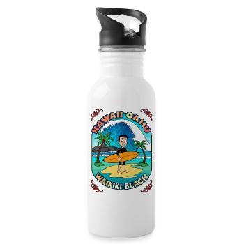 Hawaii Surfer - Water bottle with straw - white - Right