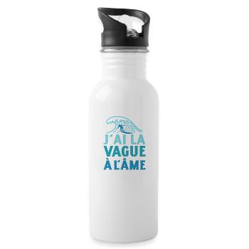 J'AI LA VAGUE À L'ÂME ! (surf, vacances) - Gourde avec paille intégrée - blanc - Droite