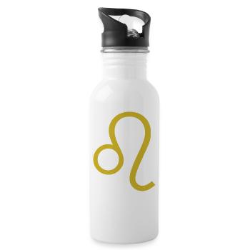 Zodiac sign Leo, exclusive t-shirt design - Water bottle with straw - white - Right