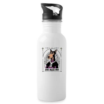 DOG BLESS YOU ! (chien) - Gourde avec paille intégrée - blanc - Droite