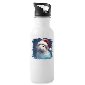 Coole Weihnachtsratte - Trinkflasche mit integriertem Trinkhalm - Weiß - Rechts