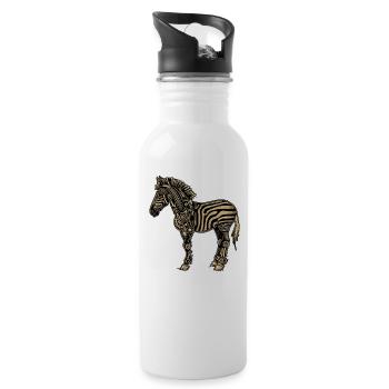 Zebra Steampunk - Trinkflasche mit integriertem Trinkhalm - Weiß - Rechts